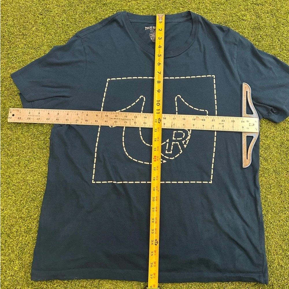 True Religion Mens XL Navy Blue Horseshoe Logo T-Shirt Short Sleeve Cotton